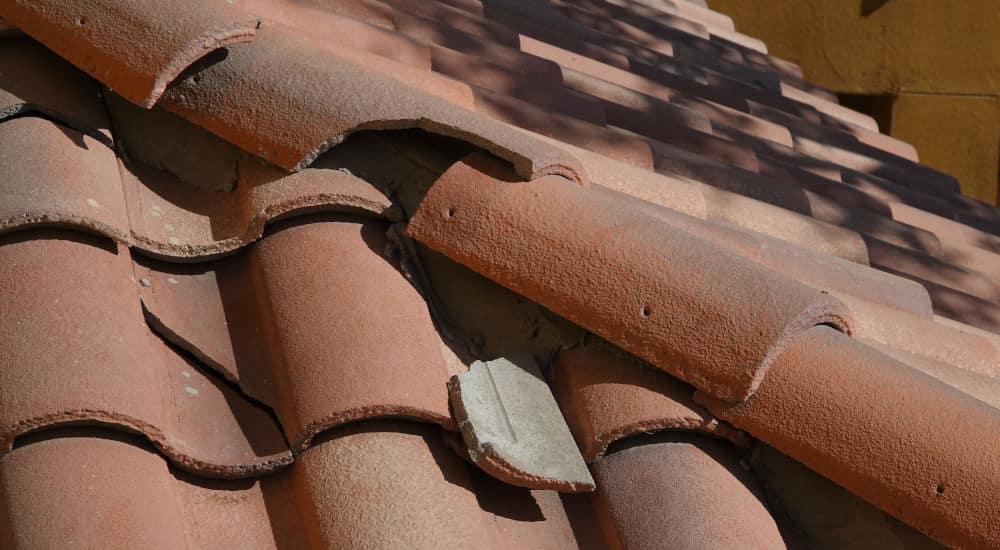 Broken roof tile