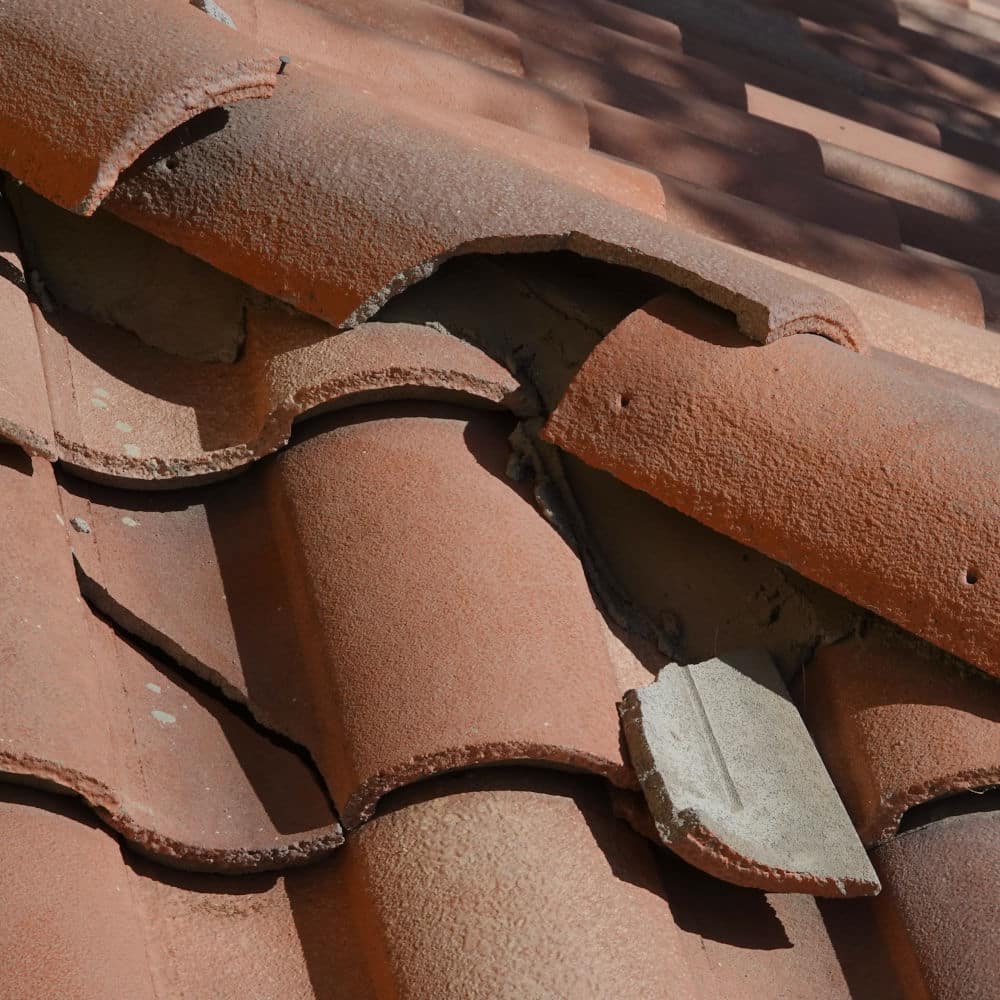 Broken roof tiles