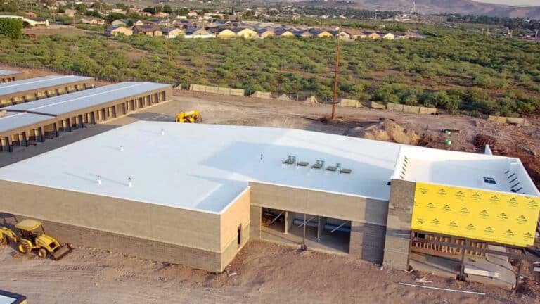 large commercial building with a new flat roof