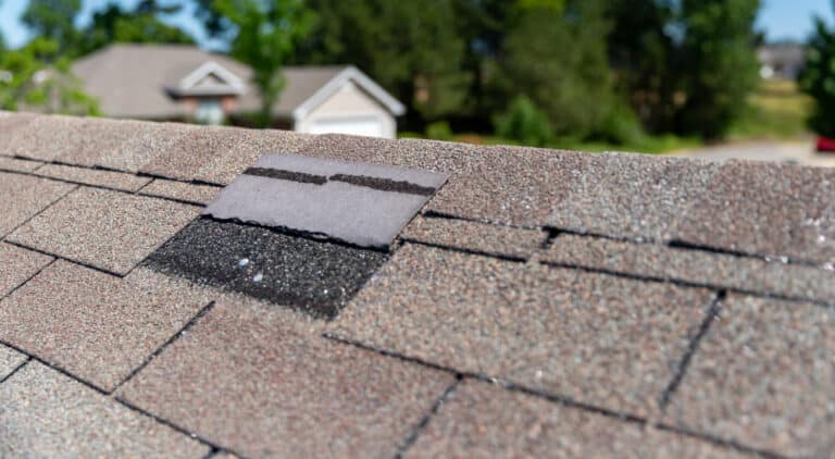 Roofing shingle damaged in storm