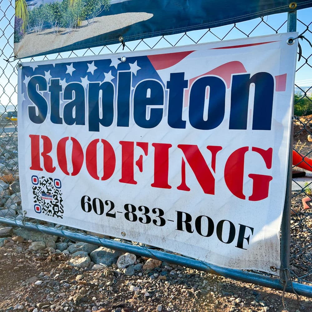 stapleton roof sign at a roof construction site