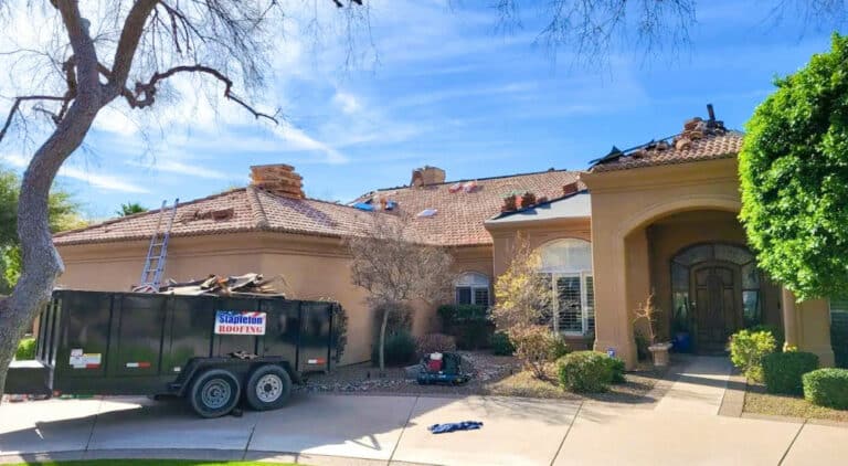 stapleton roofing job site for a tile roof repair