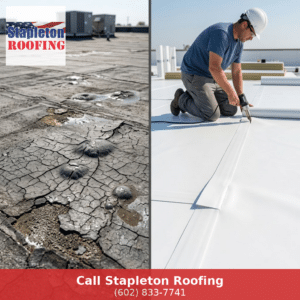 Full commercial roof replacement on a Peoria, Arizona warehouse