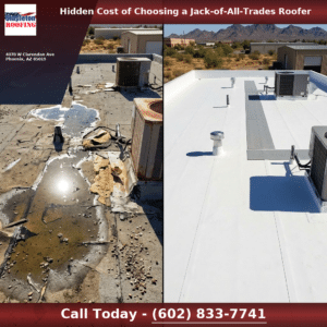 Roof replacement Comparison failed flat roof vs. TPO membrane roof