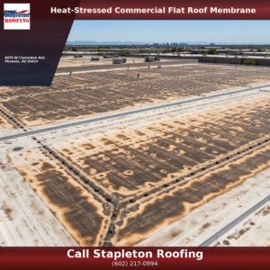 Commercial flat roof showing heat damage signs in Phoenix AZ