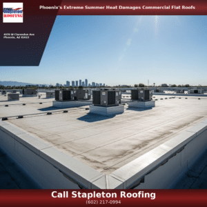 Commercial flat Roof Heat Damage with TPO Seams in Phoenix Arizona