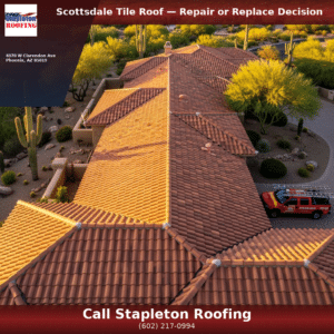 Clay tile roof on a home showing the repair vs replacement decision