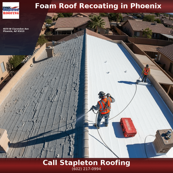Foam roof recoating in a residential flat roof Phoenix Arizona